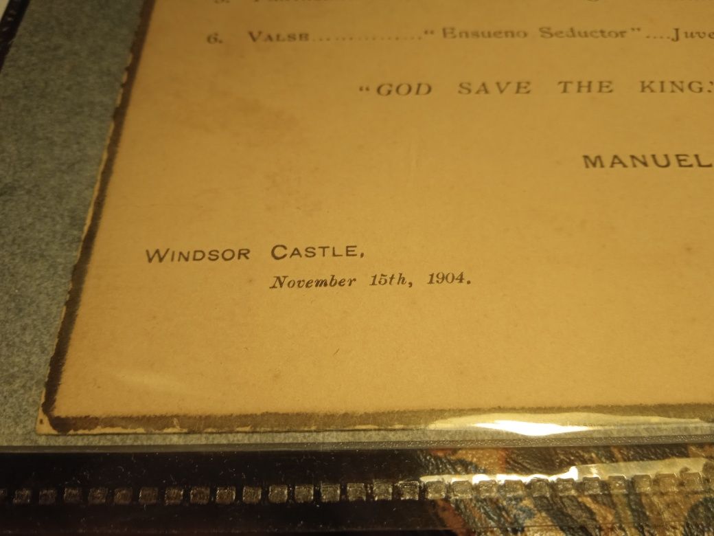 Programa e menu Royal Horse Guarda 1904