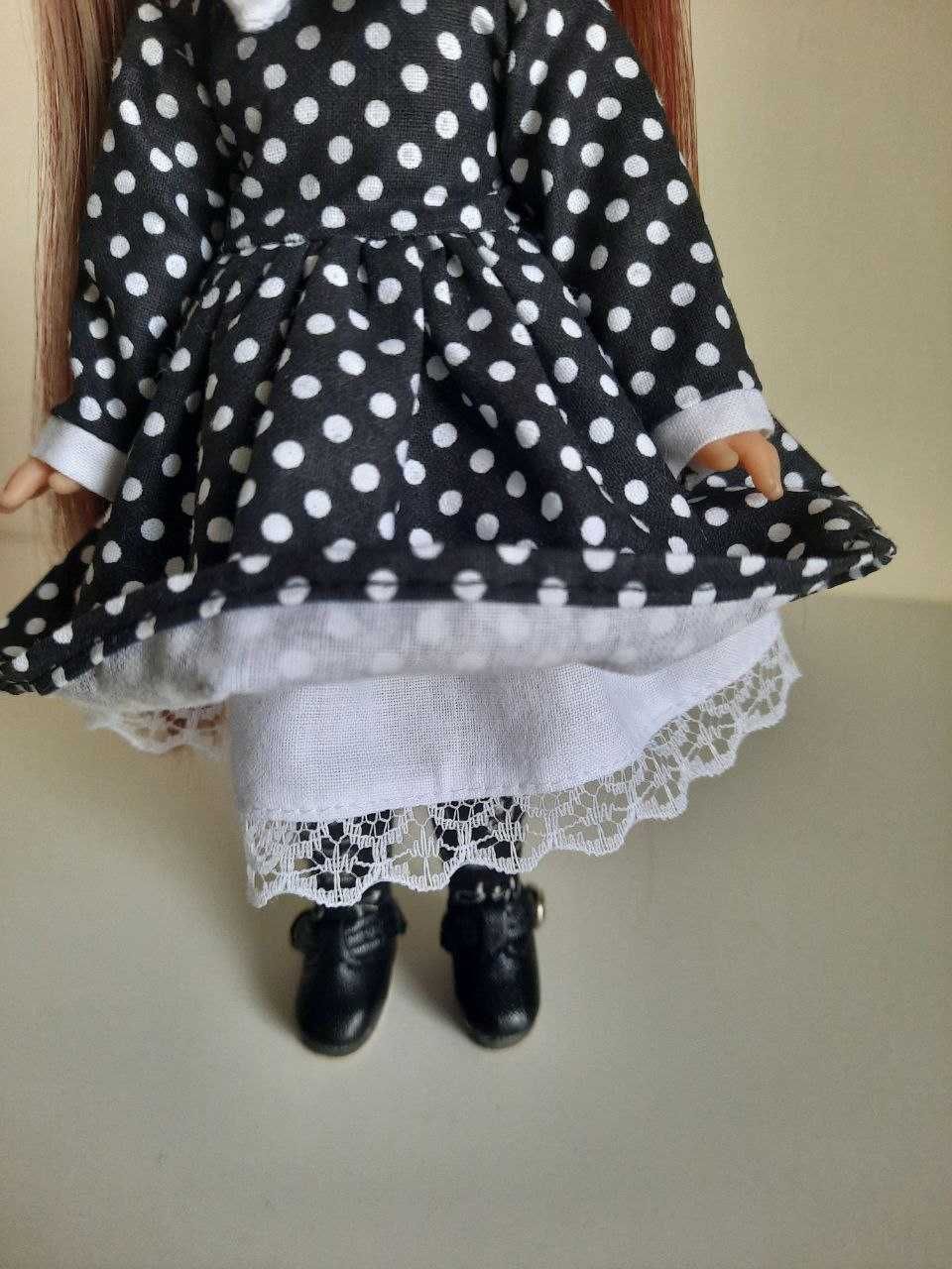 Sukienka po typu Wednesday dla lalki Mini Amigas Paola Reina 21 cm