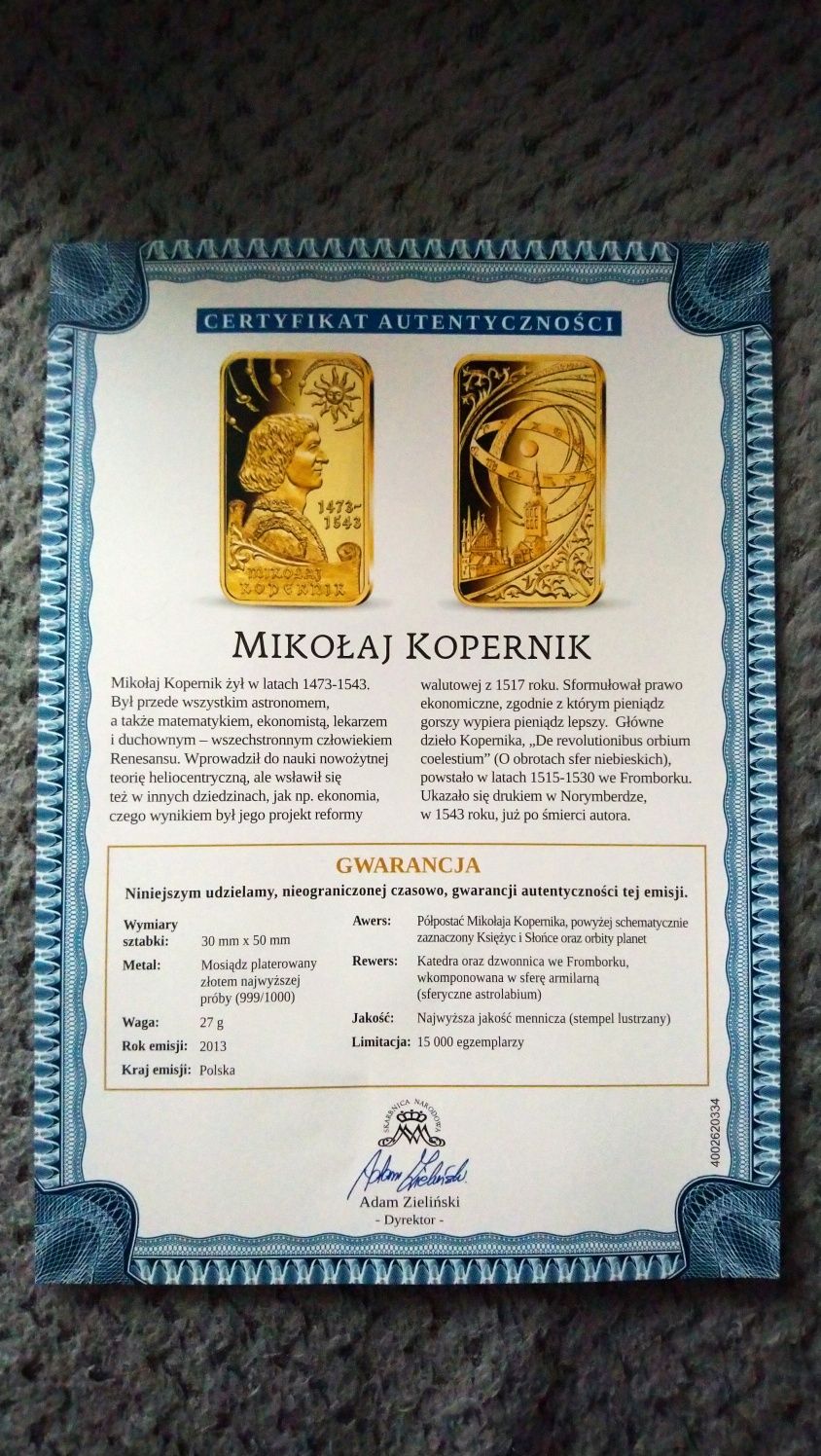 Mikołaj Kopernik medal, numizmat