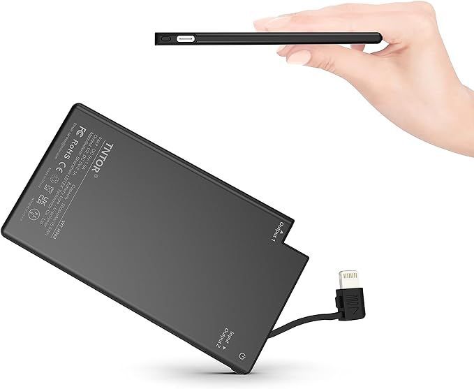 przenośna ładowarka ultra cienki power bank z wbudowanym kablem vv