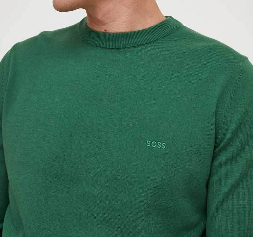 Sweter Hugo Boss, klasyczny krój, unikatowy zielony L