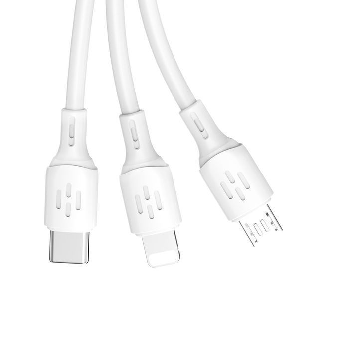 Uniwersalny Kabel Dudao L8A-3in1 USB-A/C/Micro/ Lightning 1.2M Biały