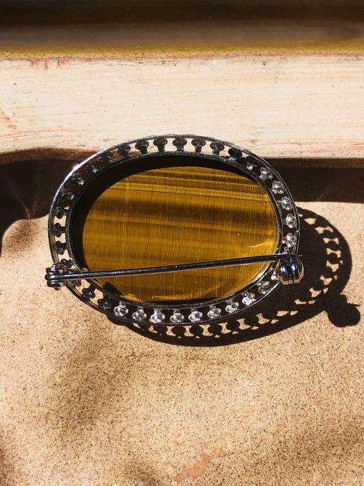 Broszka tygrysie oko srebro 925