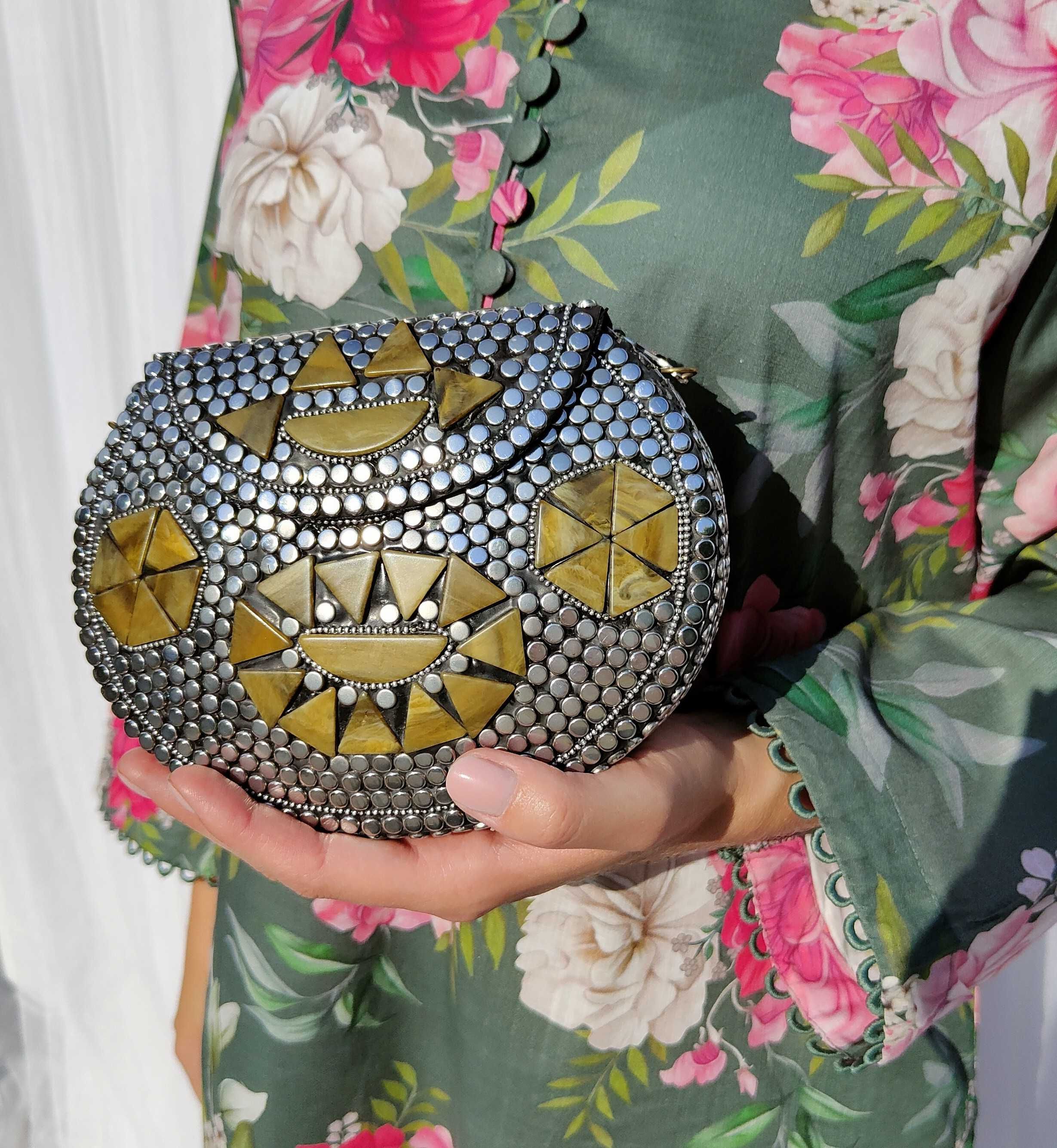 Torebka orientalna boho bohemian kopertówka metalowa retro mozaika