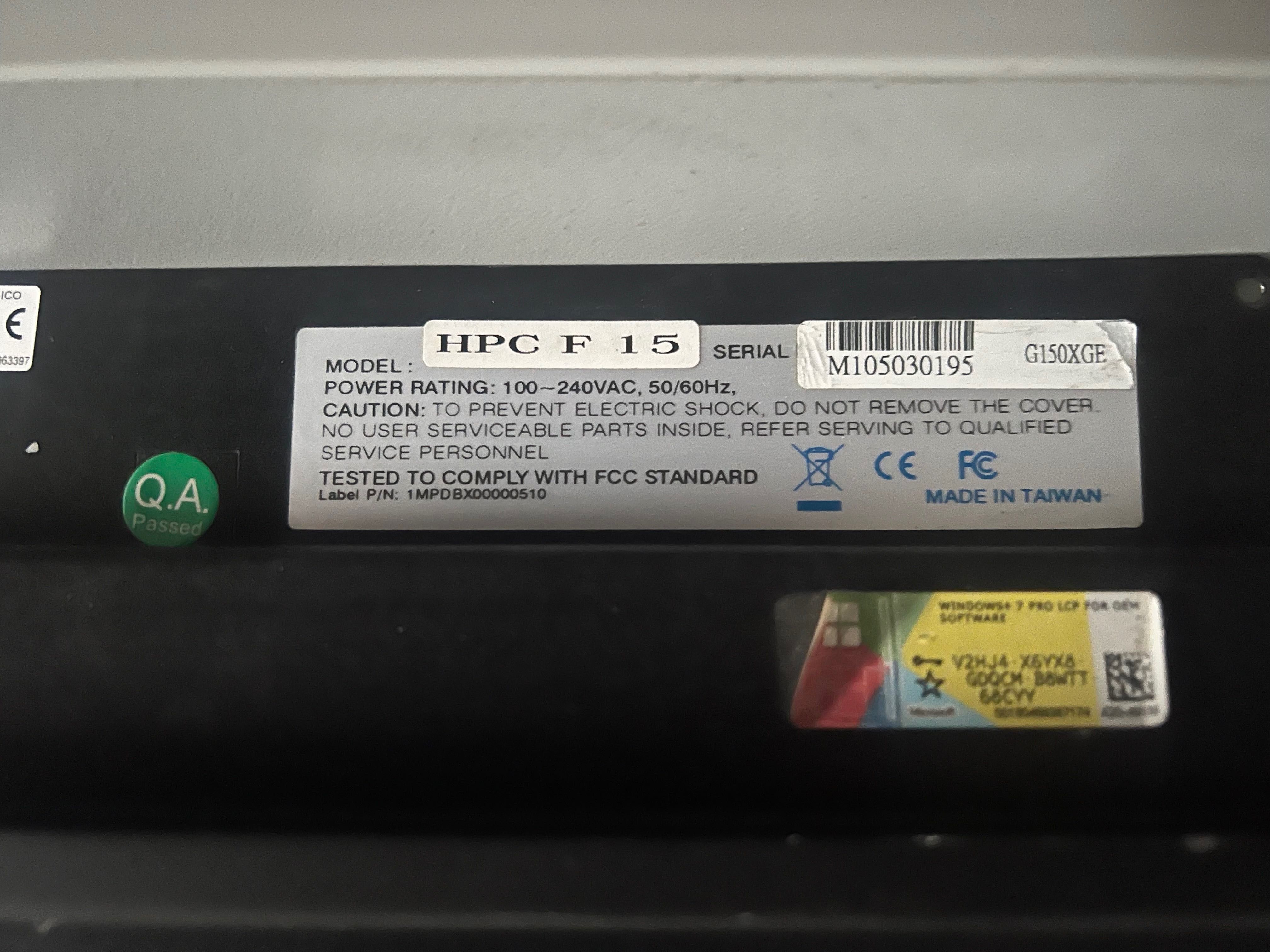 Панель управління управления оператора ICO System HPC F 15 Panel PC