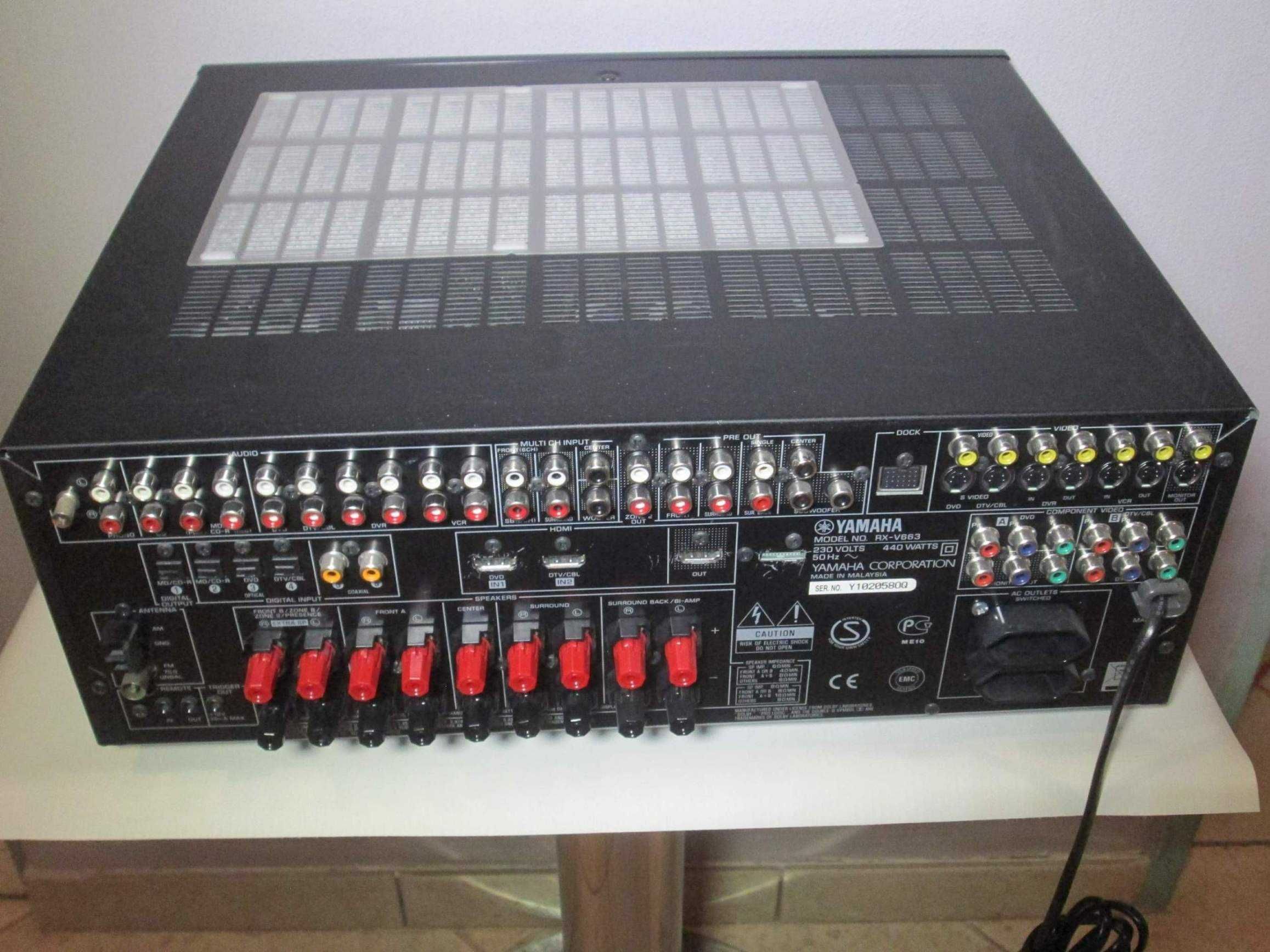 YAMAHA RX-V663 amplituner kino domowe 7.1 komplet, pilot - STAN!