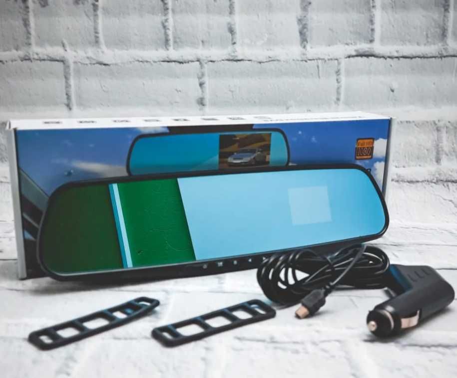 Відеореєстратор дзеркало з камерою заднього виду dvr видеорегистратор