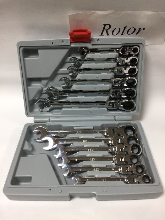 Ключи рожково-накидные с трещоткой на кардане LEX 12 в кейсе