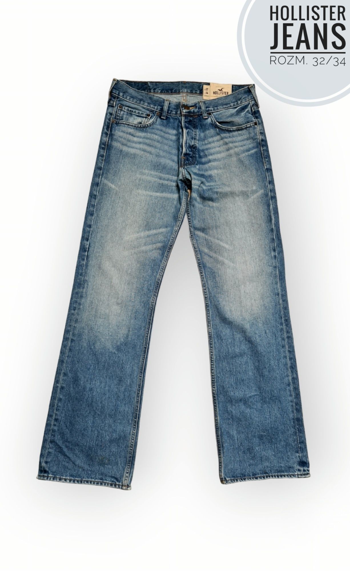 Hollister jeansy prosta nogawka przecierane rozm. 32/34