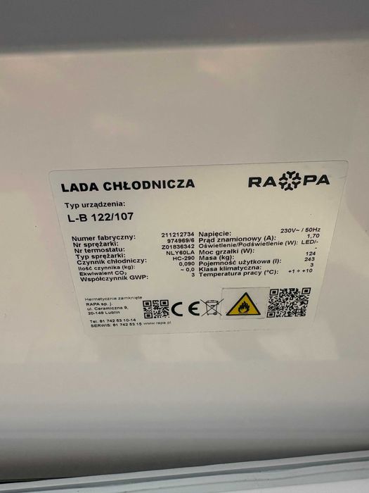 Lada chłodnicza 2021r Rapa jak nowa