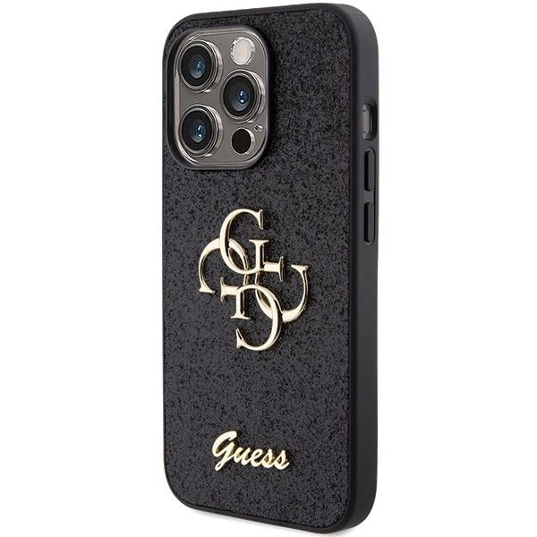 Etui Guess Glitter Script Big 4G na iPhone 15 Pro - czarne