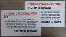Tablice relacyjne IC Baltic Express / Rozewie