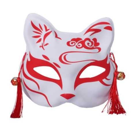 Maska kota biało-czerwona Nowa przebranie cosplay