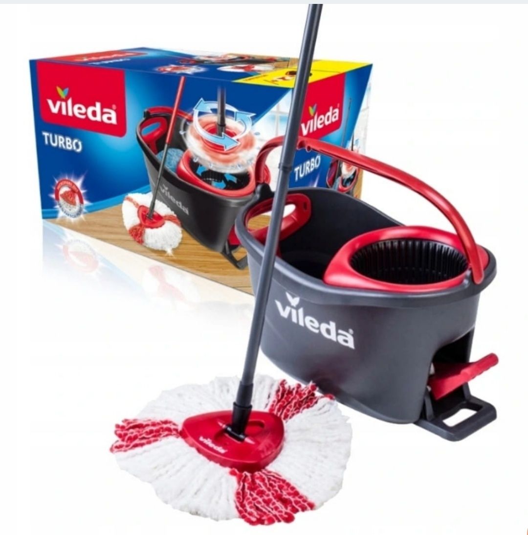 Zestaw Vileda Wiadro i mop obrotowy Vileda Turbo 38 cm GRATIS AJAX i D