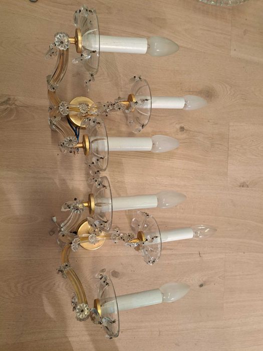 Kinkiet mosiężny kryształowy Maria Teresa 3-ramienny okrągły szyld