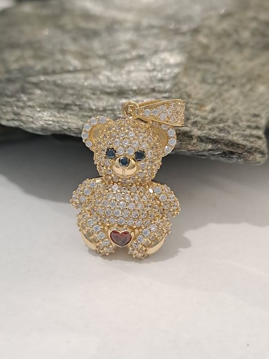 Piękny złoty Miś Zawieszka Pr.585 Nowa