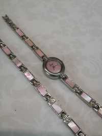 Zegarek i bransoletka - różowa masa perłowa