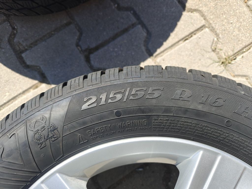Felgi aluminiowe 5x112 r16 opony zimowe 215x55 vw, audi, skoda