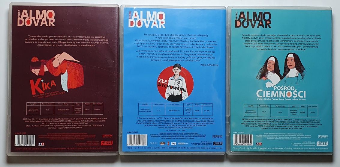 Zestaw DVD P. Almodovar "Kika" "Złe wychowanie" "Skóra w której żyję"