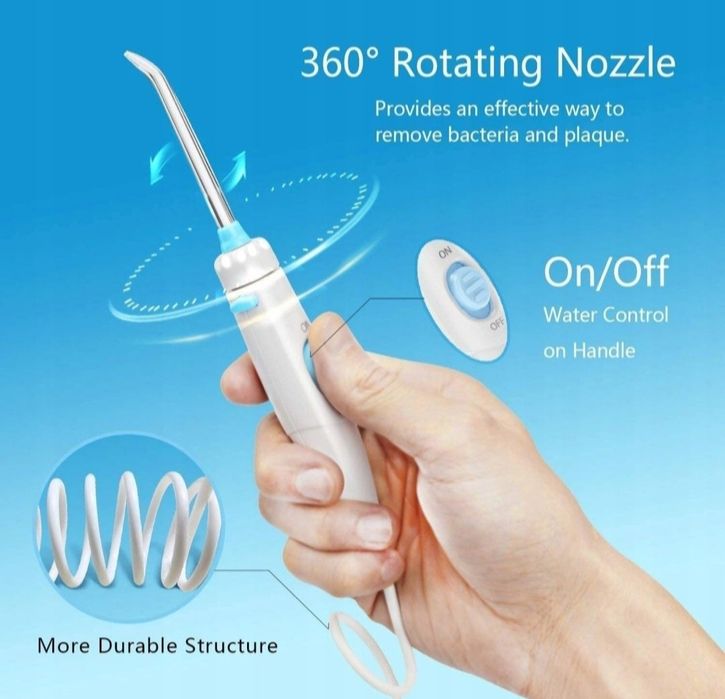 Apiker irygator do czyszczenia zębów z 8 wielofunkcyjnymi końcówkami