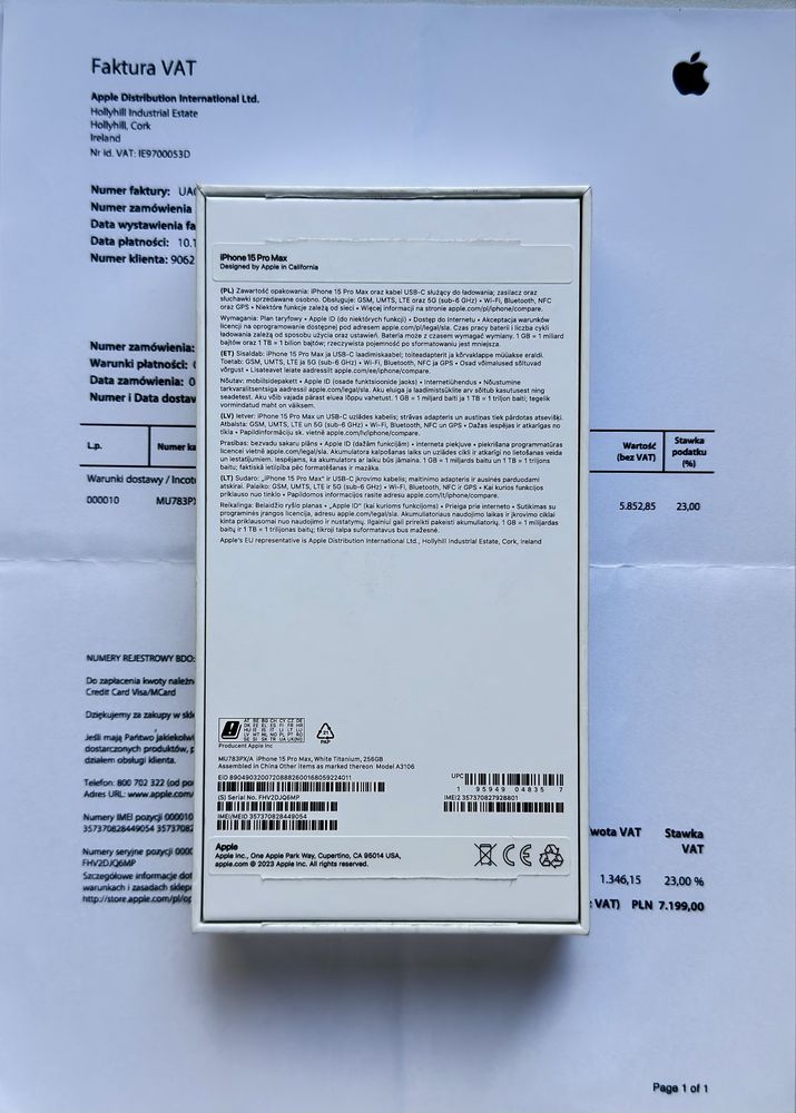 Apple iPhone 15 Pro Max 256 GB White Titanium