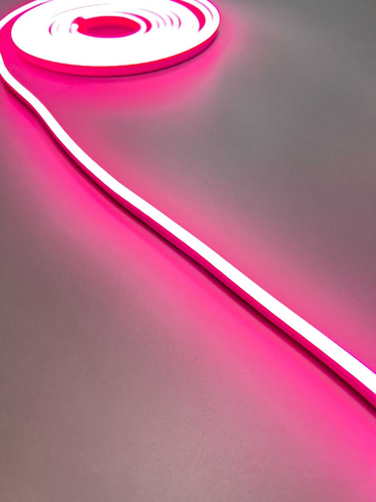 Неон 220В Розовый 5м - гибкий LED NEON 12V + блок 220 вольт