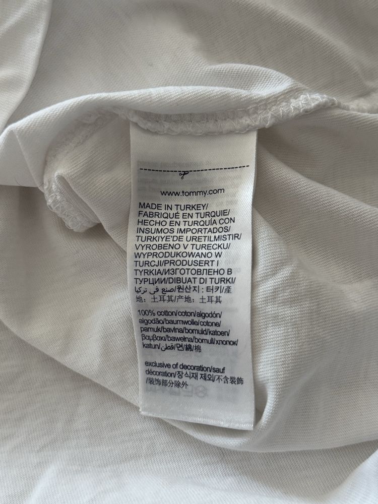 Koszulka Tommy Hilfiger XS Tshirt Logowana Haft biała Modna viral