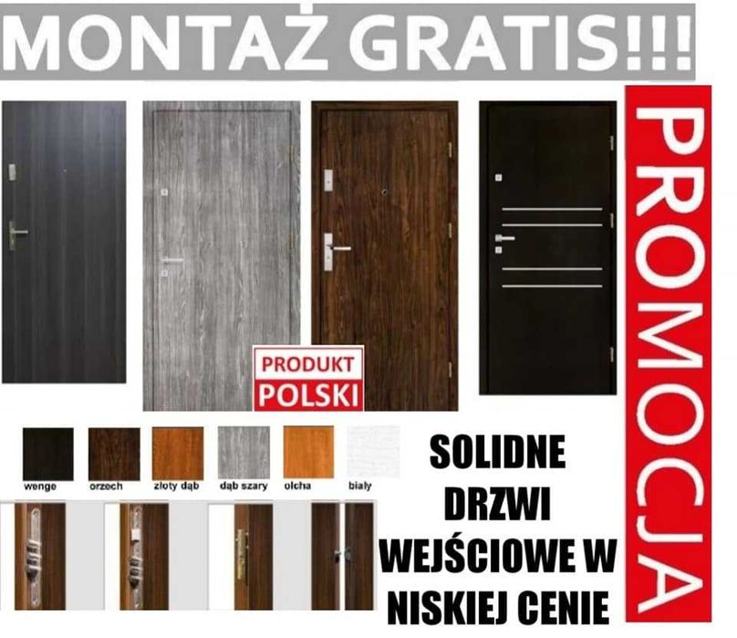 DRZWI WEJŚCIOWE drewniane i metalowe zewnętrzne z montażem