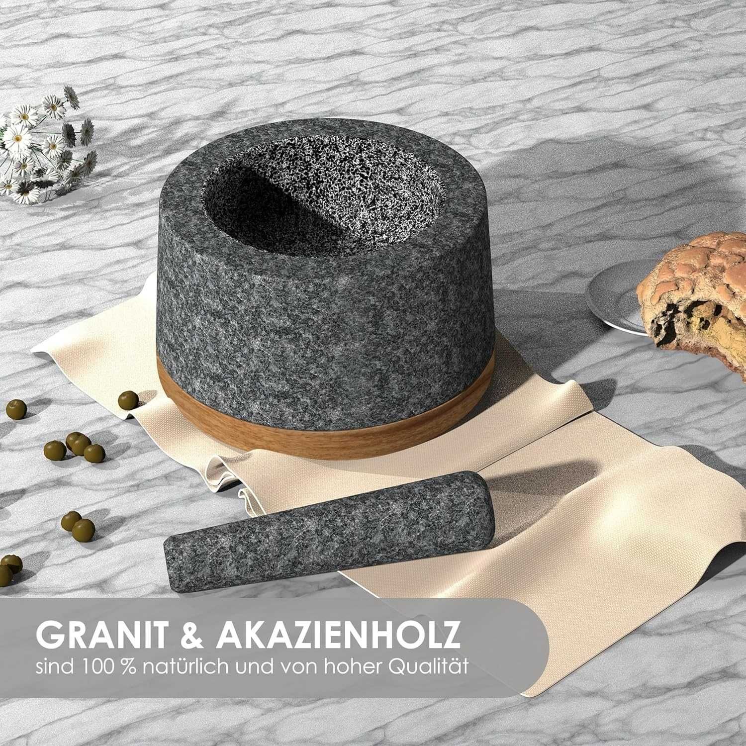 Nowy moździerz granitowy /HEROYAL /tłuczek /ubijak/rozdrabniacz !3828!