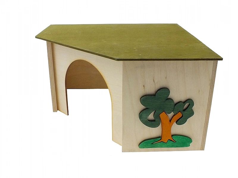 Drewniany domek narożny dla gryzoni świnki morskiej P-07