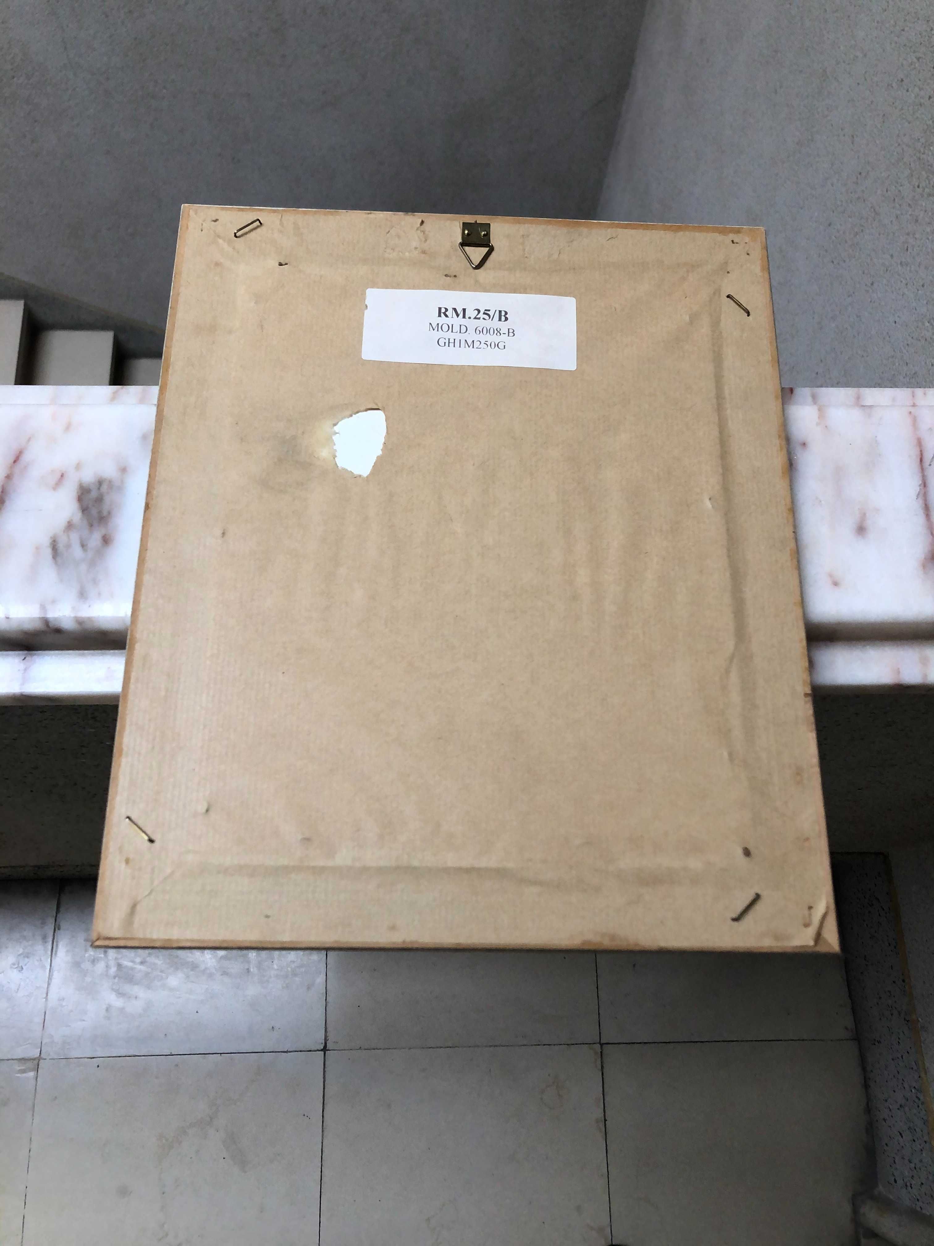 Quadro Natalício Boneco de Neve Moldura Castanha Clara Como NOVO