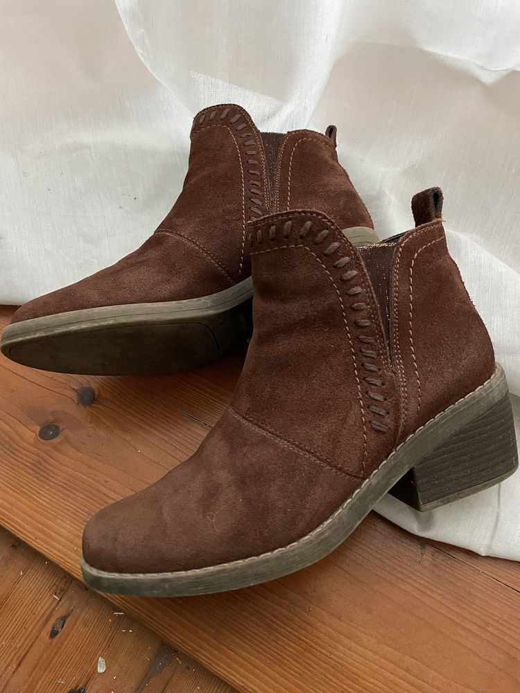 Botins em pele/couro, camurça, castanhos 38