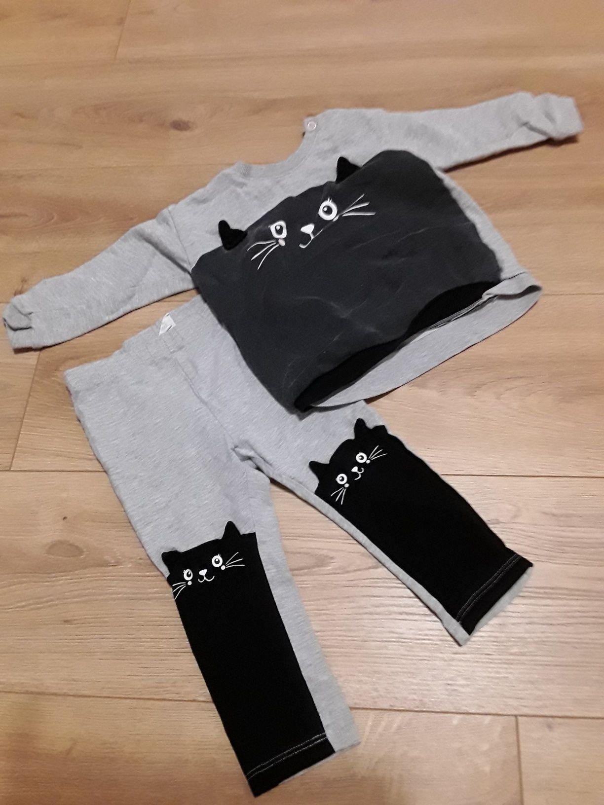 Komplet dresowy h&m 12-18 86 spodnie bluza kotek