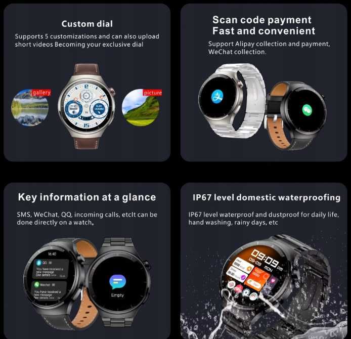 Smartwatch MA14 Ekran AMOLED 1.62", Monitor Zdrowia, NFC ttst1473