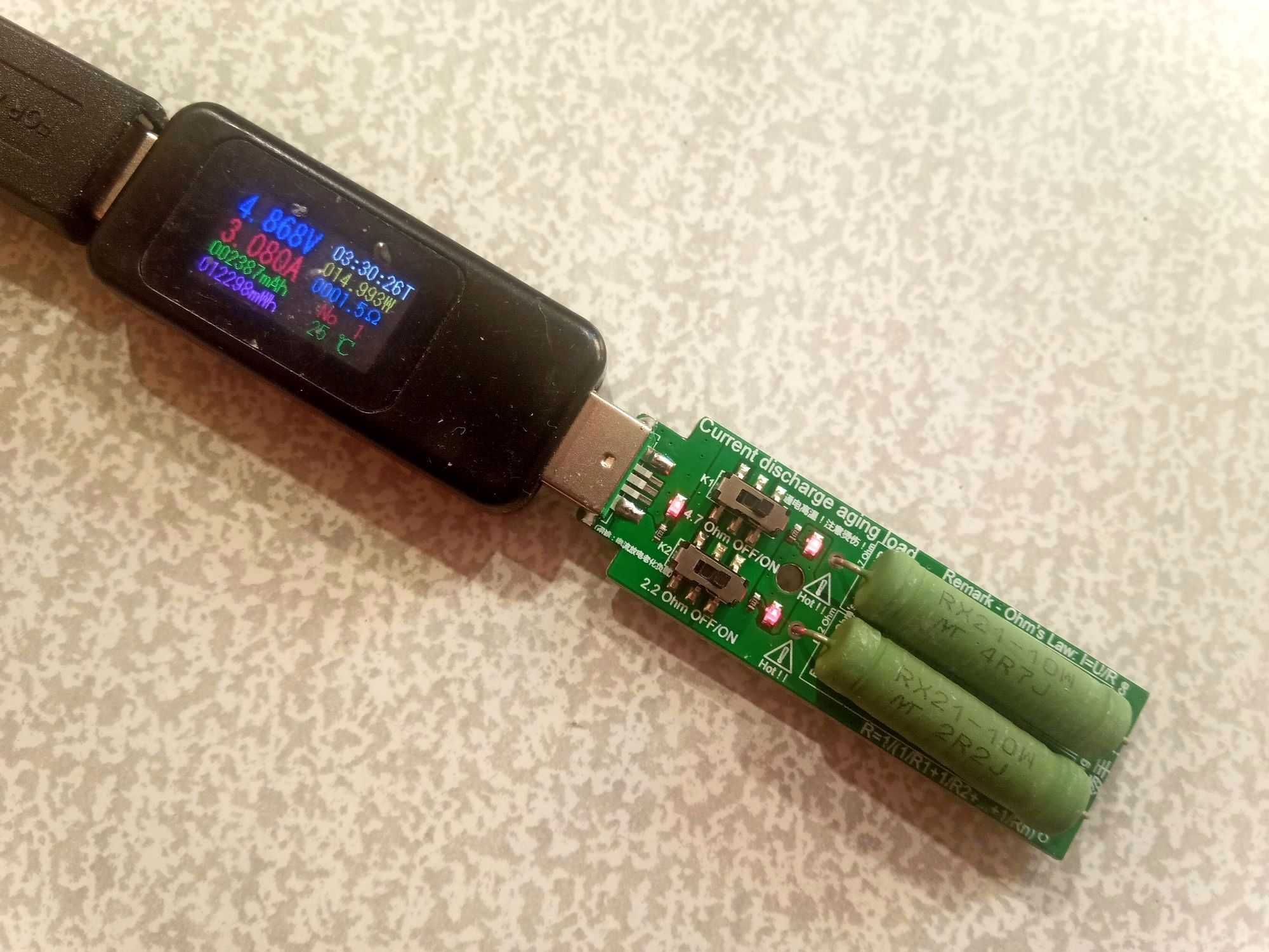 Нагрузка USB регулируемая 1-2А 1-2-3А для ЮСБ тестера нагрузочный