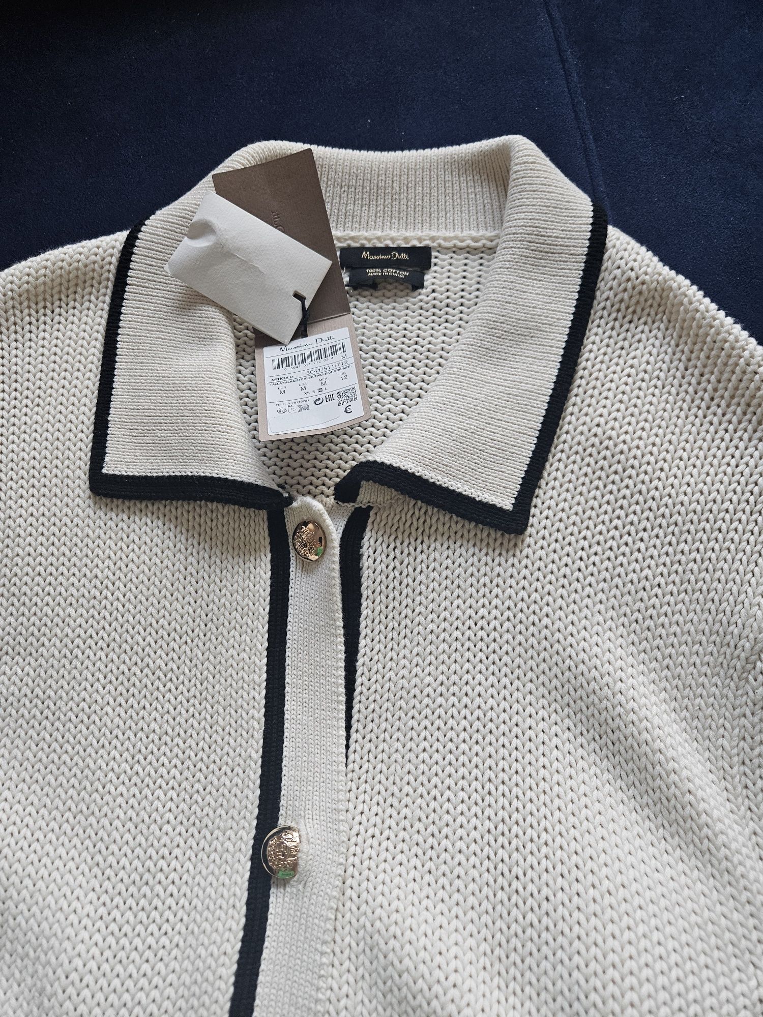 Massimo Dutti kardigan / żakiet w stylu Chanel – 100% bawełna, nowy z