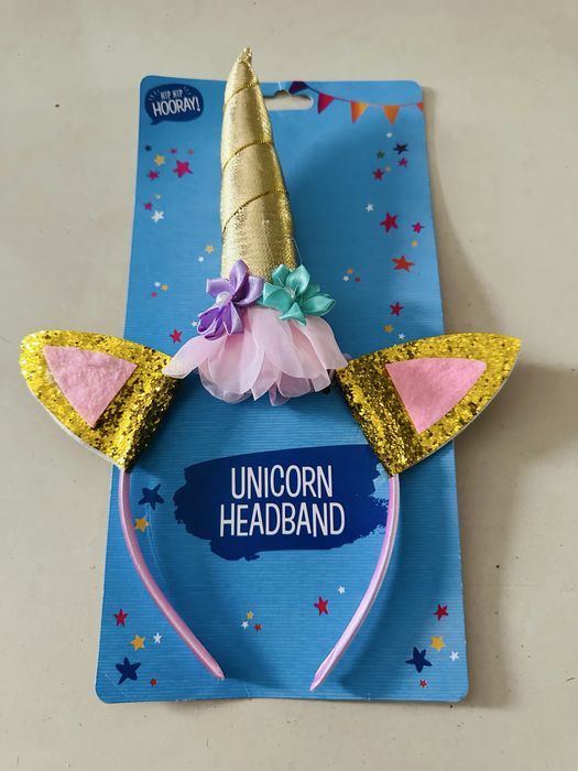 Złota opaska Jednorożec – błyszcząca, słodka i z pazurem