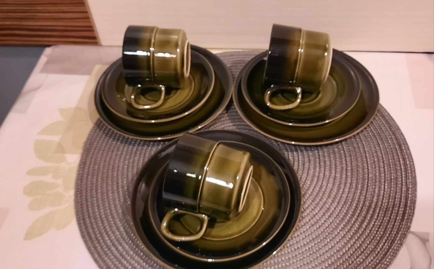 Zielone trio porcelit Tułowice PRL