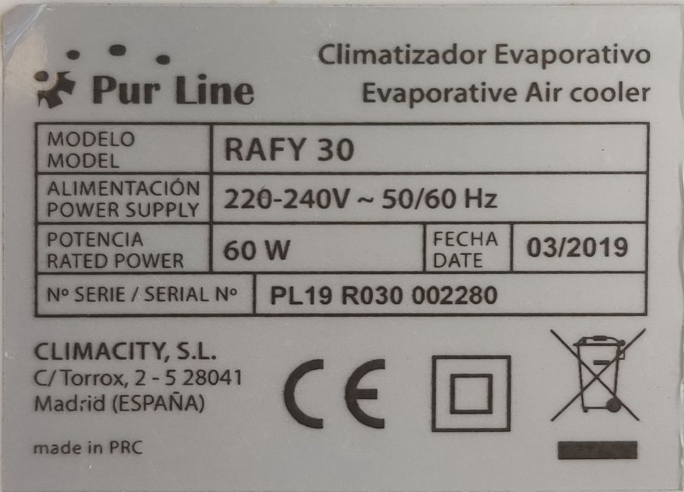 Humidificador PurLine Rafy 30