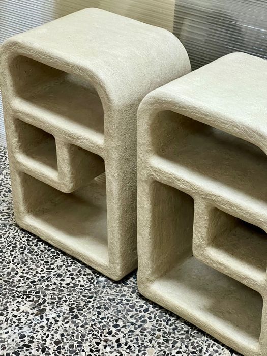 Nakastlik – Stolik, Szafka Nocna z Tynku Gliniano-Marmurowego | beż