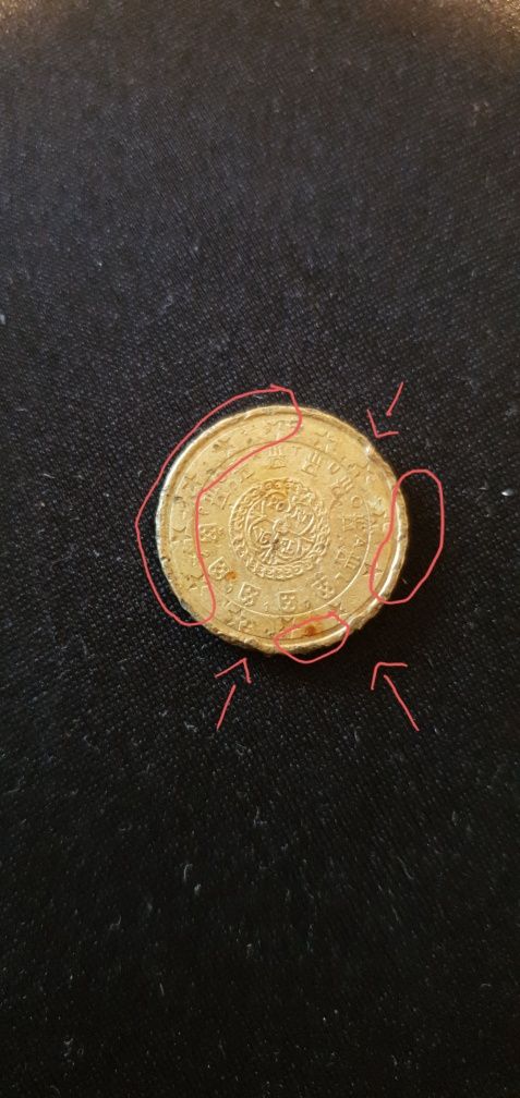 Moeda de 10 centimos com defeito