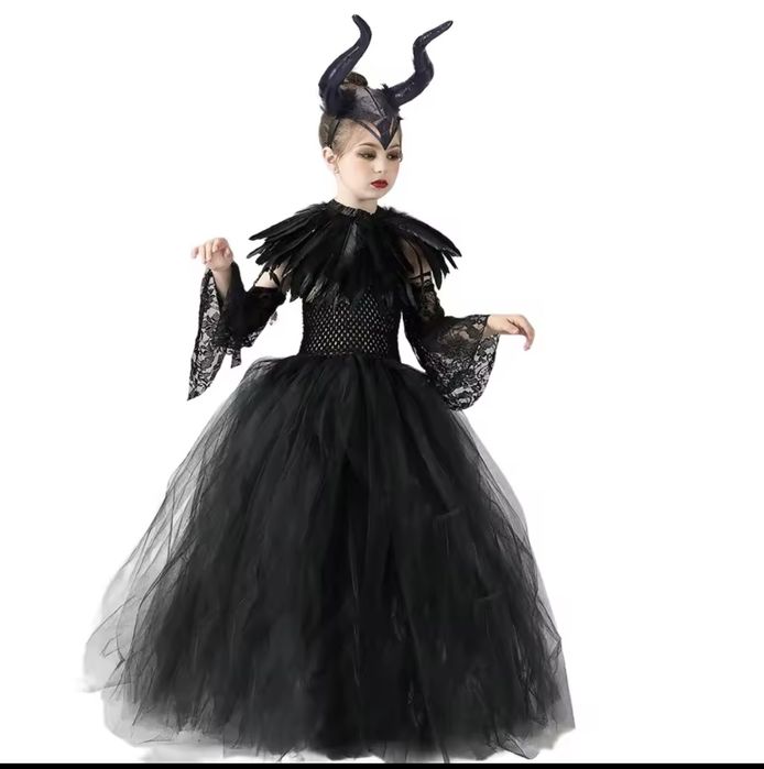 Костюм дитячий Малефісенти. Чорна сукня для дівчинки.  Сукня  карнавал
