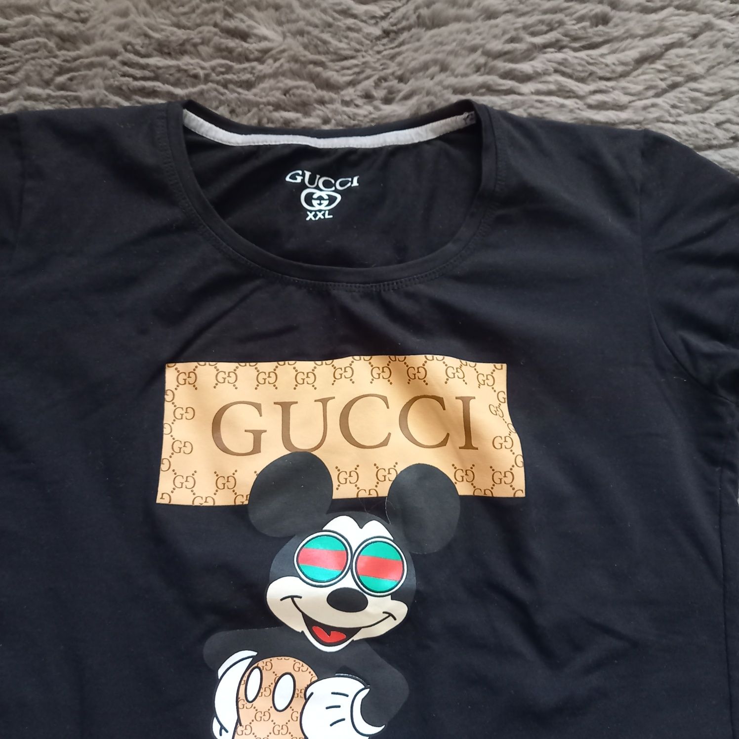 Bluzka Gucci czarna T-shirt elastyczna L Myszka Miki koszulka