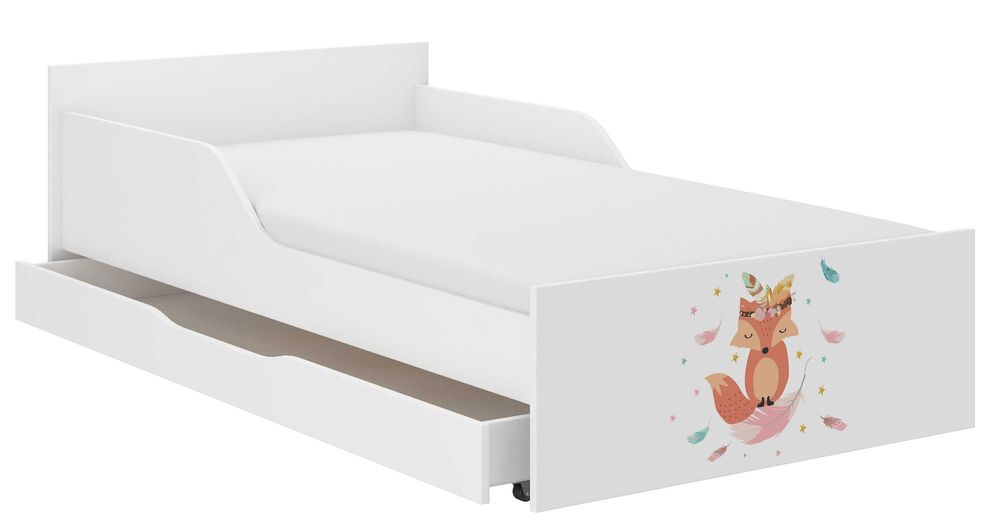 Łóżko dziecięce młodzieżowe PUFI 180x90 PROFILOWANY BOK materac+szufl