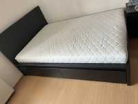 Łóżko Malm Ikea 200x140, szafka nocna i materac