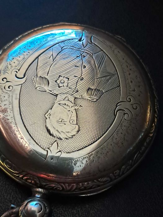 Zegarek kieszonkowy z generalem,kryty,srebrny,chodzi,CHRONOMETRE
