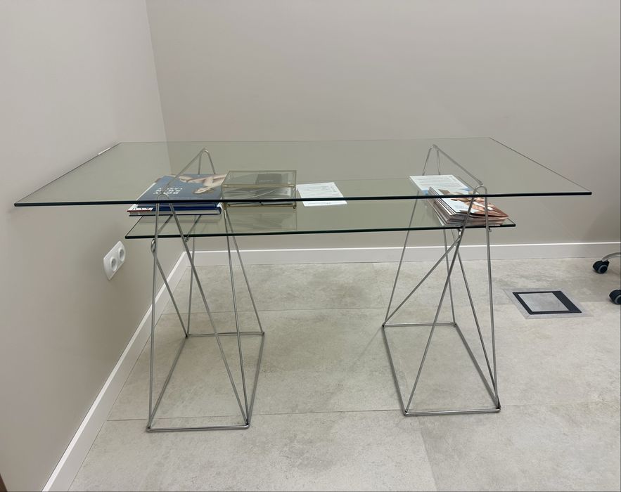 Biurko szklane Kare design chromowane nogi