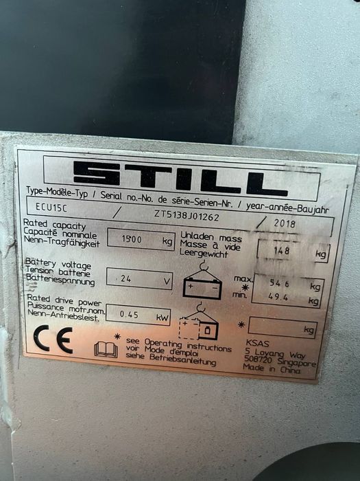 Електронавантажувач, рохля, електровізок STILL ECU15C, в гарному стані