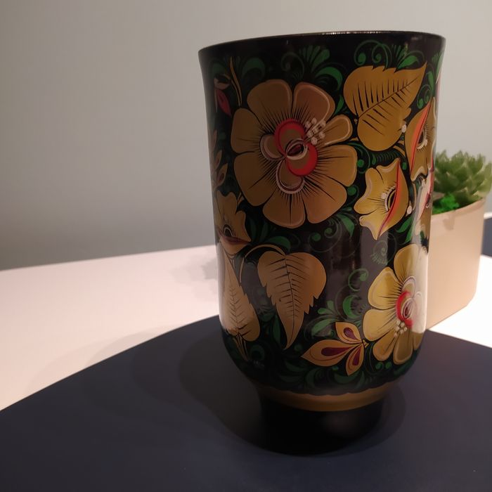 Wazon drewniany malowany kolekcjonerski