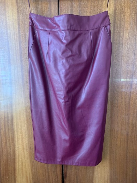 Юбка кожаная, миди